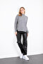 GRAY COLOR HALF FISHER SIDE STITCHED DUBLE SLEEVE SWEATER - 8