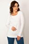 Women's Plus Size White Cotton Fabric Crew Neck Blouse 65n34238 - 3