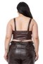 Leather Brown Bustier - Plus Size, Zipper Detailed - 4