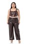 Leather Brown Bustier - Plus Size, Zipper Detailed - 6