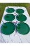 2 Model 6-Piece Green Round Tray and 6-Piece Green Macaron Bowl Coffee and Pastry Serving Presentation Tray - 2