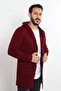 Men's Burgundy Patterned Poncho Cardigan - 4