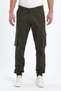 Men's Khaki Gabardine Slim Fit Elastic Leg Cargo Pocket Cotton Flexible Trousers
