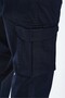 Men's Navy Blue Gabardine Slim Fit Elastic Leg Cargo Pocket Cotton Flexible Trousers - 7