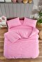 PINK SINGLE PERSON Duvet Cover Set with Elastic Sheet and 1 Pillowcase