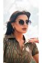 Women's Sunglasses Geometric Design Gold Frame Gradient Glass - 4