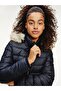 Fixed Hooded Quilted Padded Black Coat with Logo Dw0Dw08588-Bds - 5
