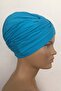Aura Ready Turban Bonnet Combed Cotton Blue Bonnet Cross Banded Women's Hijab Bonnet - 3
