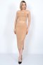 Women's Mustard Slit Detailed Ribbed Long Midi Length Tight Pencil Skirt 4mevsim - 5