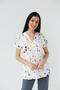 Women's Lycra Bat Sleeve Nurse Doctor Star Patterned Single Top White Jersey