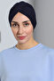 Aura Ready Turban Bonnet Combed Navy Blue Bonnet Cross Banded Women's Hijab Bonnet