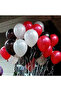 30 Pieces Shiny Metallic Pearlescent White - Black - Red Balloon - 3