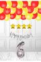 6 Years Old Yellow Red Balloon Fan Birthday Party Set Gold Star and Silver Number Foil Balloon