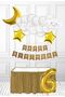 6 Years Old Cute White Cloudy Party Set - White Cloud Gold Moon and Gold Star White Balloon