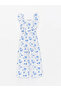 Floral Patterned Square Collar Jumpsuit for Girls