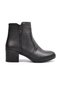 Castle 92158 Women's Black Zipper Detail Genuine Leather Zippered Comfortable Daily Thick Heeled Boots