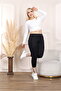 WOMEN'S BLACK WAIST RUBBERED CAPRY TIGHTS - 3