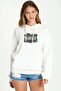 Parental Advisory Printed White Women's Knitted Hooded Sweatshirt Long Sleeve