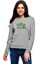 Sesame Street Printed Gray Women's Knitted Sweatshirt Long Sleeve