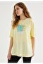 Women's Yellow Oversize Fit Crew Neck Printed T-shirt