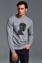 Men's Gray Stranger Things Hand Printed Knitted Sweatshirt Long Sleeve
