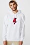 Nikola Tesla Art Ppcorn Printed White Men's Knitted Hooded Sweatshirt Long Sleeve