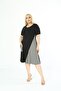 Black Plus Size Short Sleeve Viscose Combed Cotton Dress with Below Knee Pockets