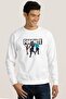 Fortnite Station Printed White Men's Knitted Sweatshirt Long Sleeve