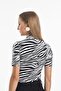 Women's Black Half Turtleneck Printed Short Sleeve Body - 5