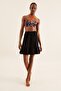 Women's Black Viscose Frilly Mini Elastic Skirt