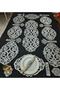25 Piece Faux Leather Glittering Presentation Set; 1 Runner, 8 Servings, 8 B. Mats, 8 Cutlery Holder - Silver