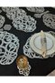 25 Piece Faux Leather Glittering Presentation Set; 1 Runner, 8 Servings, 8 B. Mats, 8 Cutlery Holder - Silver - 2