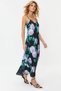 Black Floral Print Straight Cut Strap Midi Satin Woven Dress TWOSS23EL02416 - 3