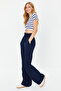 Lacivert Wide Leg/Geniş Paça Beli Lastikli Dokuma Pantolon TWOSS22PL00024 - 6