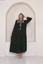 Women's Khaki Collar Embroidery Detail Long Sleeve Woven Dress - 5