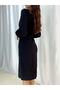 Women's Balloon Sleeve Double Breasted Collar Crepe Fabric Midi Length Graduation Wedding Party Dress - 3