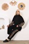 Women's Plus Size Half Zipper Detailed Lycra Viscose Tracksuit Set 21107 Leopard Sleeve - 5