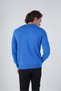 Men's Cobalt Blue 100% Cotton V-Neck Knitwear Sweater Trıst-1102 - 3