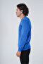 Men's Cobalt Blue 100% Cotton V-Neck Knitwear Sweater Trıst-1102 - 4