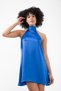 Quen Halter Back Low-cut Satin Mini Dress - 4