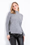 GRAY COLOR HALF FISHER SIDE STITCHED DUBLE SLEEVE SWEATER - 2