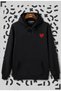 Heart Printed Black Hooded Sweatshirt Hoodie