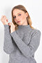 GRAY COLOR HALF FISHER SIDE STITCHED DUBLE SLEEVE SWEATER - 3