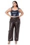 Plus Size Adjustable Thin Strap Crop Leather Navy Blue Bustier - 2