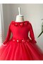Long Sleeve Children's Evening Dress with Floral Tulle Skirt - 2