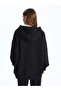Hooded Plain Long Sleeve Oversize Women's Zippered Sweatshirt - 5