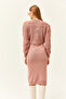 Women's Dried Rose Thin Strap Knitwear Dress Openwork Sweater Set TKM-19000241 - 7
