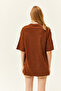Women's Brown Buttoned Side Cotton T-Shirt TSH-19000762 - 5