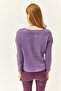 Women's Purple Buttoned Shirted Casual Sweater KZK-19000721 - 5