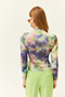 Women's Green Drape Detailed Front Lined Tulle Blouse BLZ-19002469 - 5